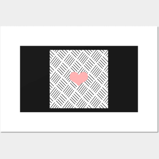 Pink heart - Abstract geometric pattern - black and white. Posters and Art